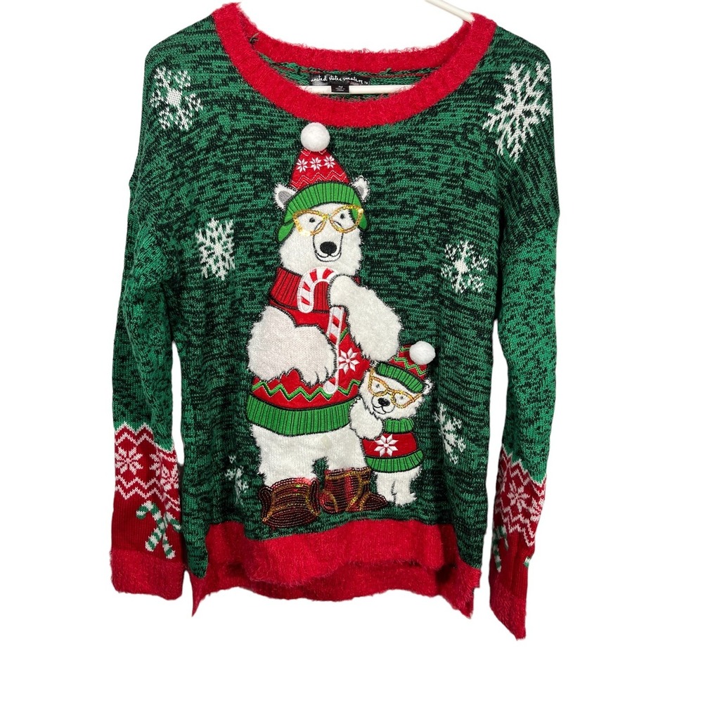 United States Sweater Bear Christmas Holiday Women's M‎ Long Sleeve